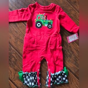 RicRac And Ruffles Christmas Lights Tractor One Piece 6/9